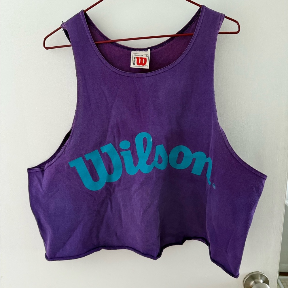 Mens Vintage Wilson Cropped Purple Tank Top size XL